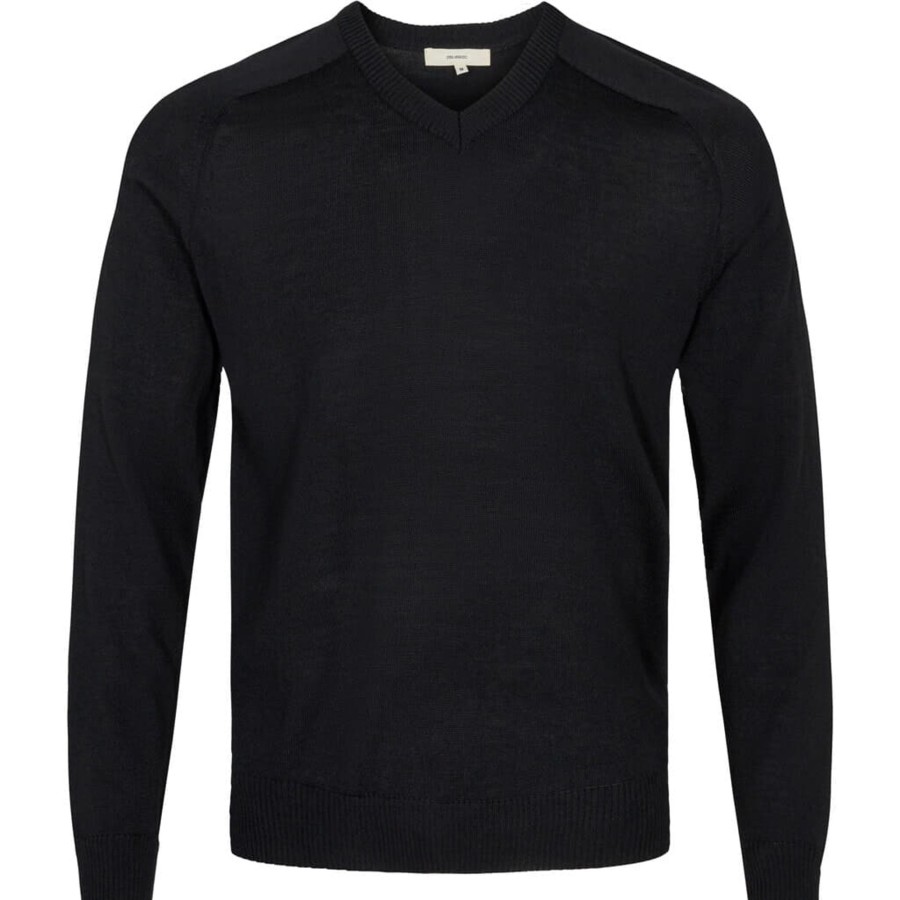 Maend 2Blind2C | Kirby V-Neck Strik I Merinould - Blk Black