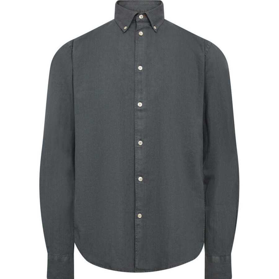 Maend 2Blind2C | Franco Button Down Hor Skjorte - Dgr Dark Grey