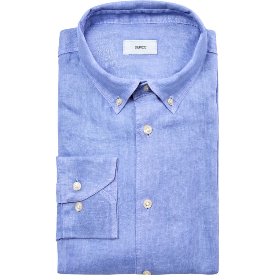 Maend 2Blind2C | Franco Button Down Hor Skjorte - Mbl Mid Blue