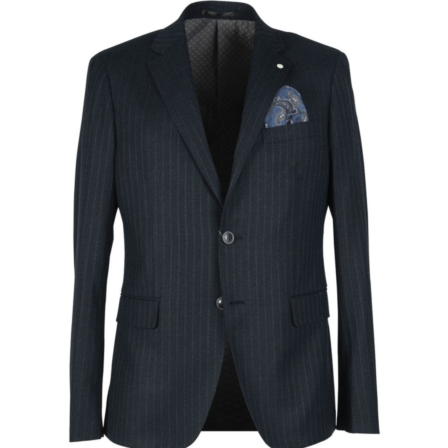 Maend 2Blind2C | Shelton Slim Stretch Blazer Med Chalk Strib - Nav Navy