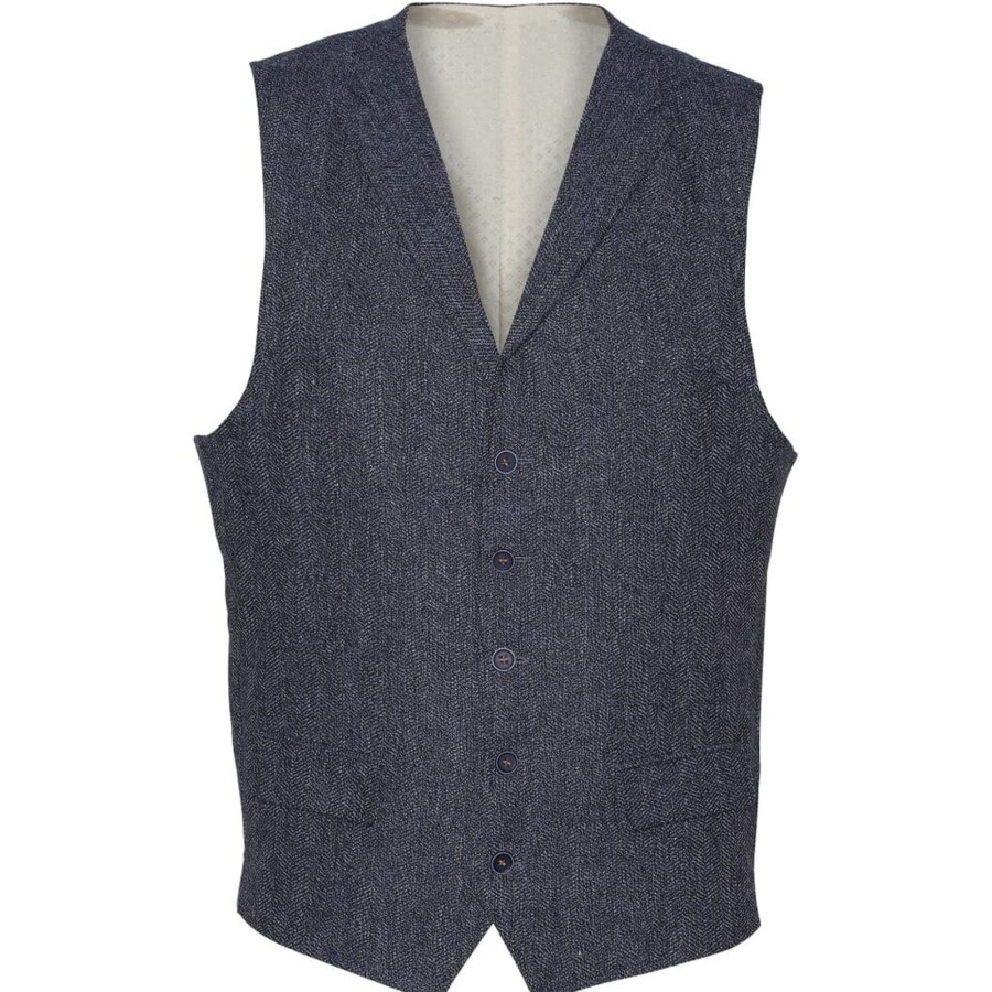 Maend 2Blind2C | Wolf Herringbone Vest - Nav Navy