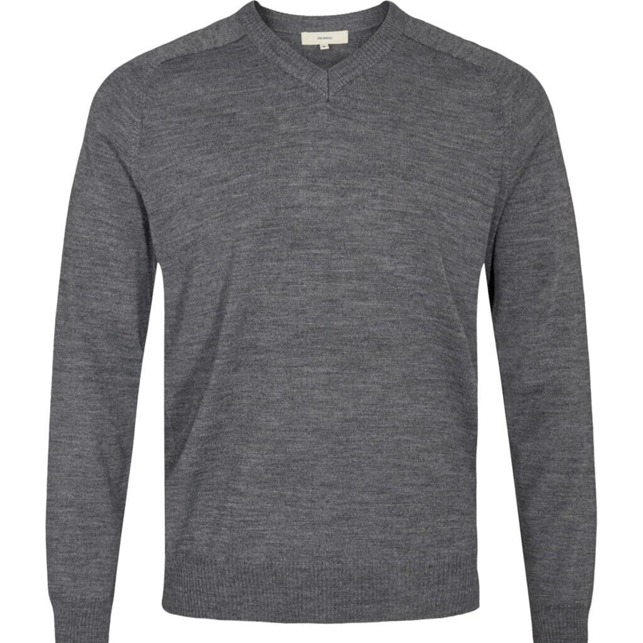 Maend 2Blind2C | Kirby V-Neck Strik I Merinould - Mgr Mid Grey