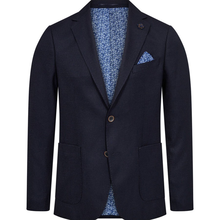 Maend 2Blind2C | Fresco Stretch Blazer I Struktur - Nav Navy