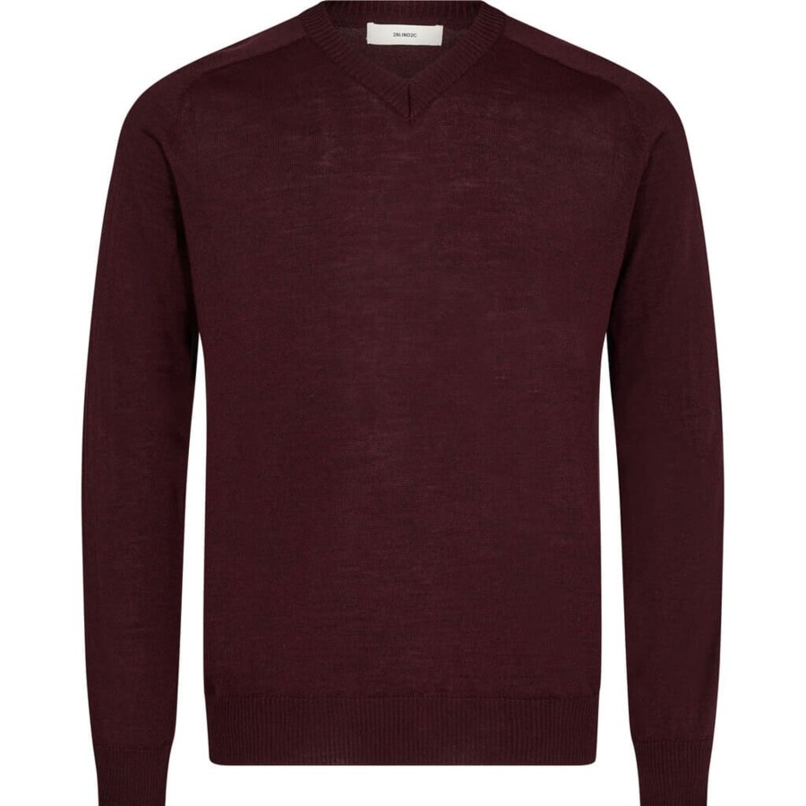 Maend 2Blind2C | Kirby V-Neck Strik I Merinould - Bur Burgundy