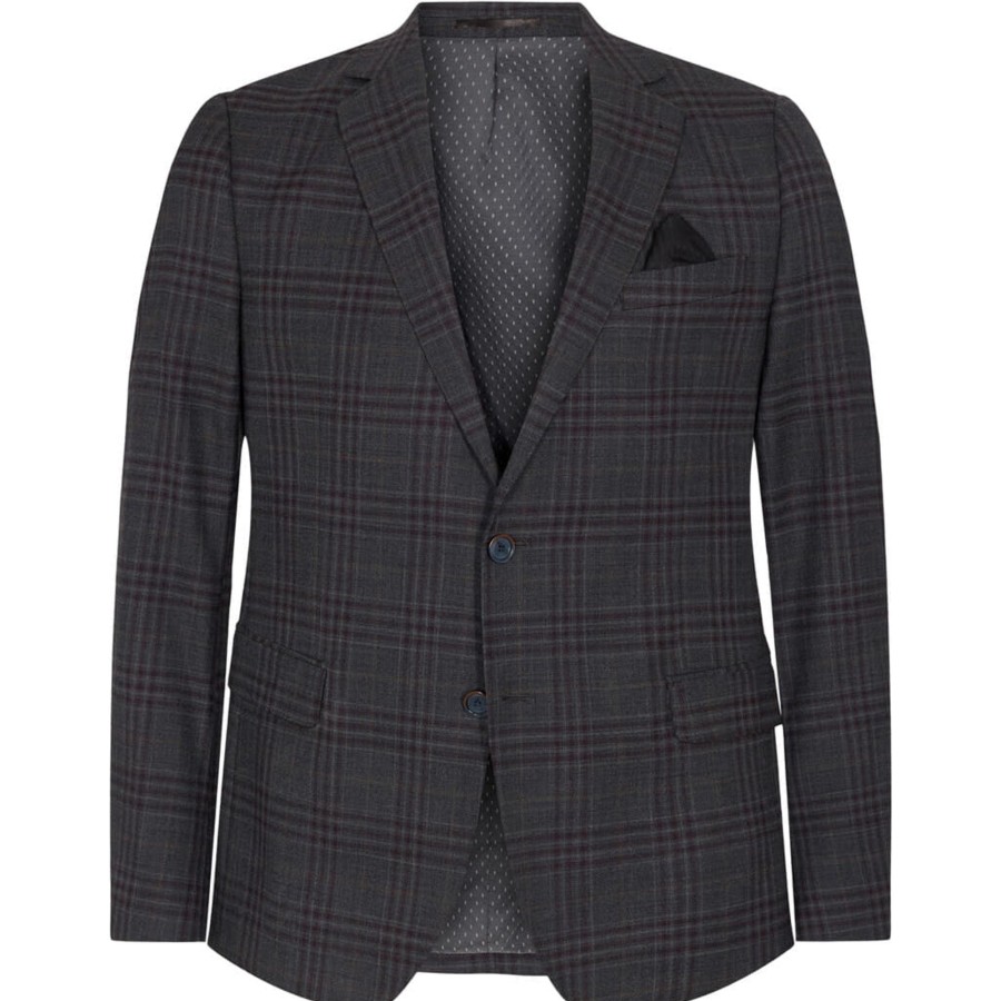 Maend 2Blind2C | Fresco Ternet Fitted Uld Blazer - Dgr Dark Grey