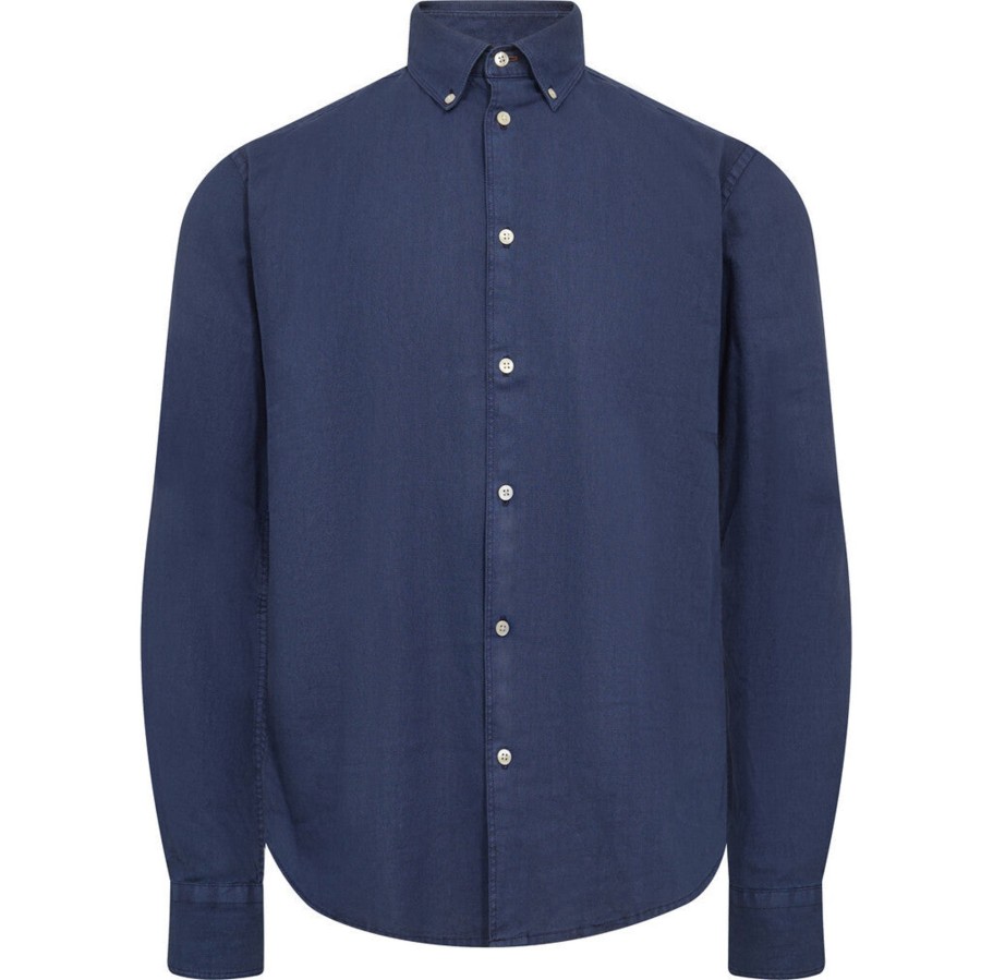 Maend 2Blind2C | Franco Button Down Hor Skjorte - Ind Indigo