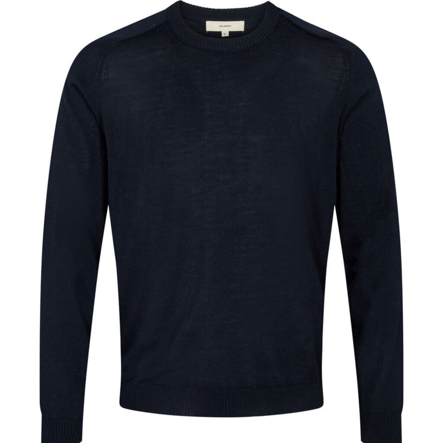 Maend 2Blind2C | Kingston Crewneck Strik I Merinould - Nav Navy