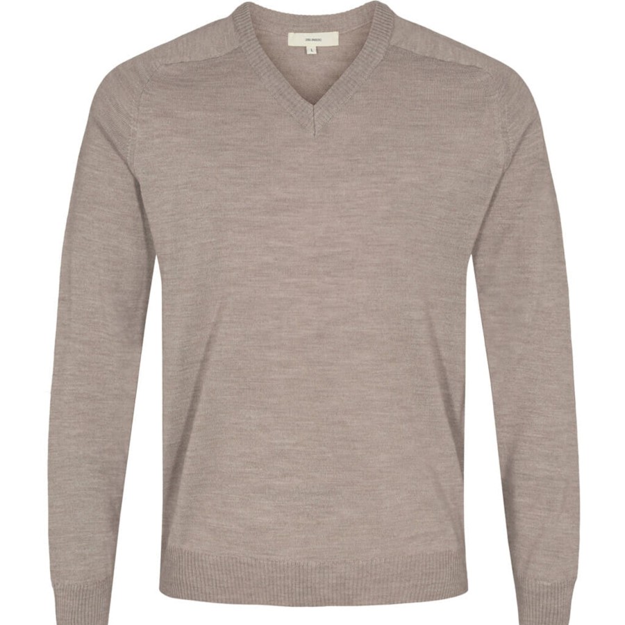 Maend 2Blind2C | Kirby V-Neck Strik I Merinould - Snd Sand