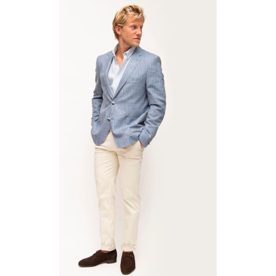 Maend 2Blind2C | Saint Struktureret Slim Blazer - Mbl Mid Blue