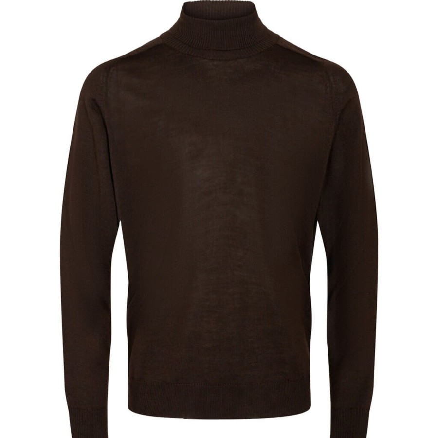 Maend 2Blind2C | Kirk Rullekrave Strik I Merinould - Dbr Dark Brown