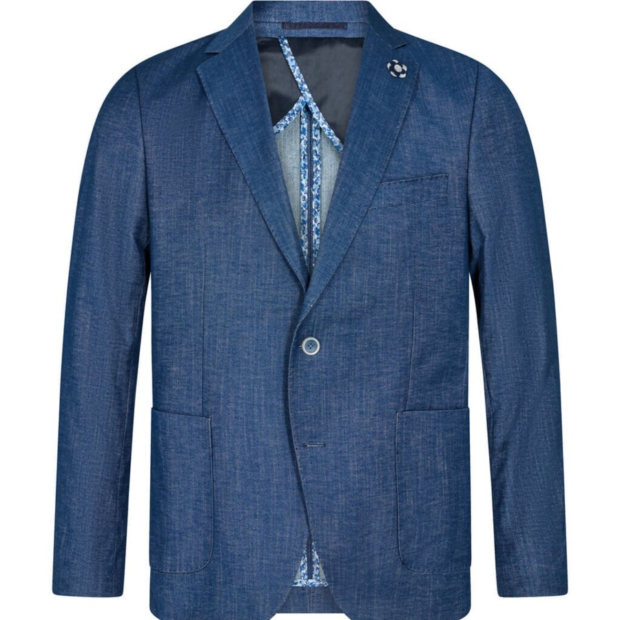 Maend 2Blind2C | Saint Bomuld Stretch Blazer - Mbl Mid Blue