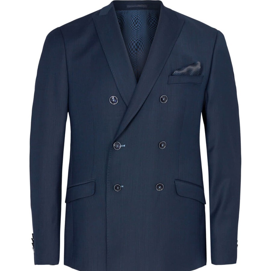 Maend 2Blind2C | Star Dobbeltradet Slim Fit Blazer Noos - Navy