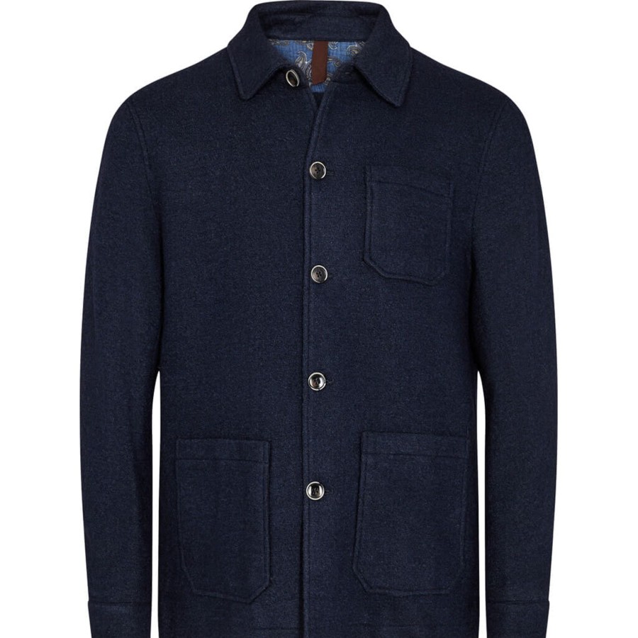 Maend 2Blind2C | Jake Boiled Wool Skjortejakke - Nav Navy