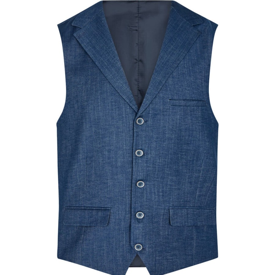 Maend 2Blind2C | Wolf Bomuld Vest - Mbl Mid Blue