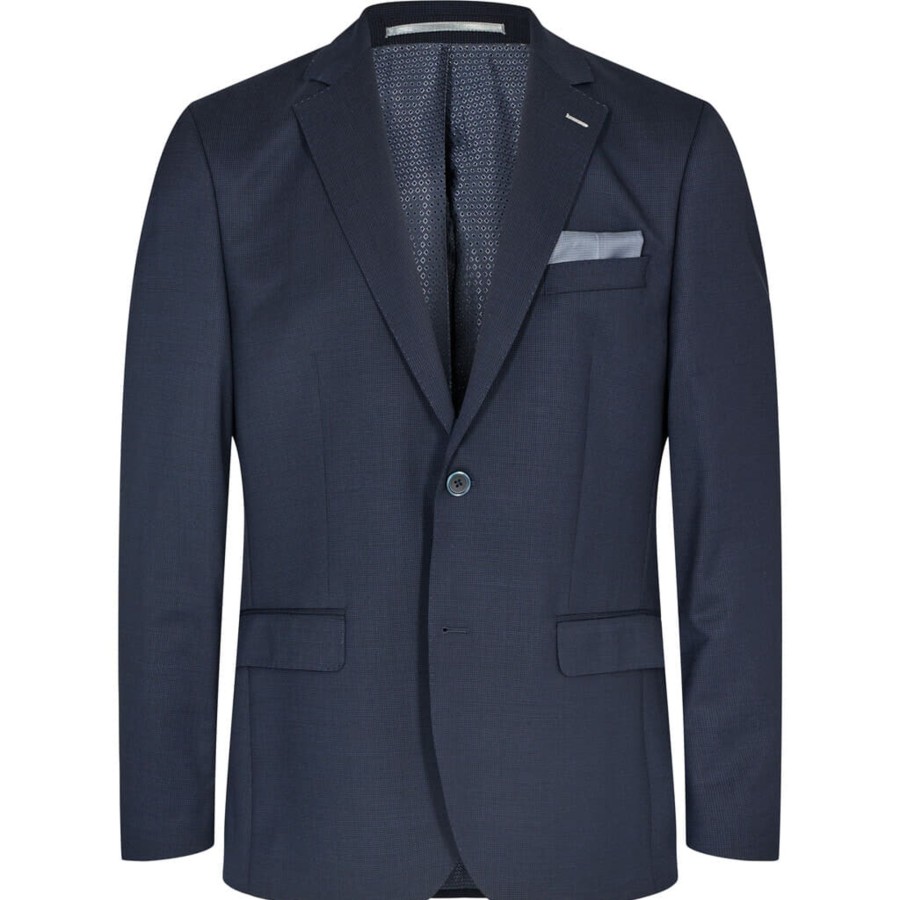 Maend 2Blind2C | Madison Moderne Fit Stretch Uld Blazer Noos - Nav Navy